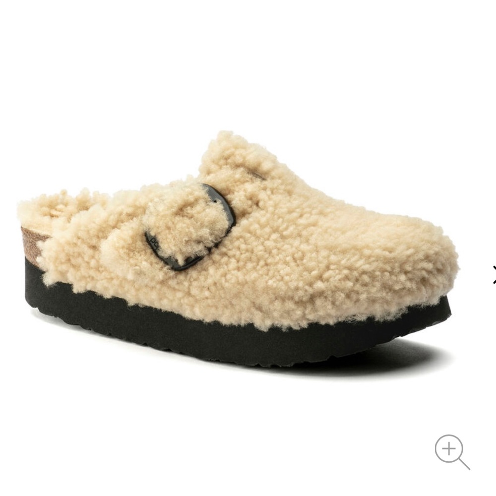 Birkenstock Papillo Big Buckle Platform Boston Sherpa Clogs